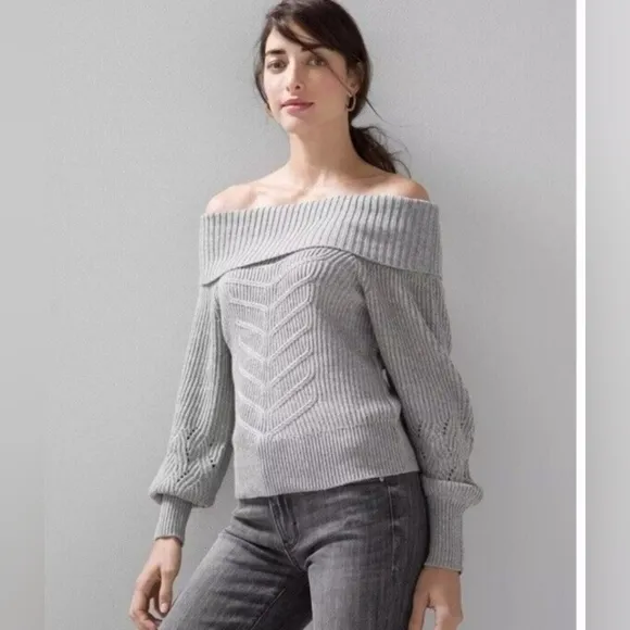 Off the Shoulder Cable Knit Sweater Women's White House Black Market
