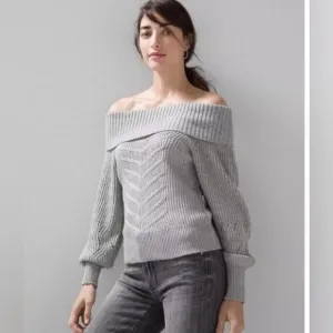 Off the Shoulder Cable Knit Sweater Women's White House Black Market