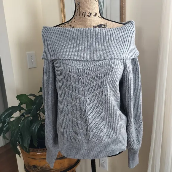 Off the Shoulder Cable Knit Sweater Women's White House Black Market