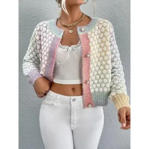 Ombre Marled Knit Button Front Cardigan Sweater Size Medium New