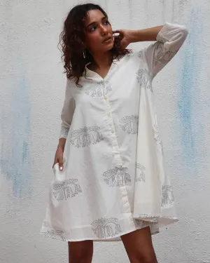 Once Handblock Printed Cotton Dress - Mono