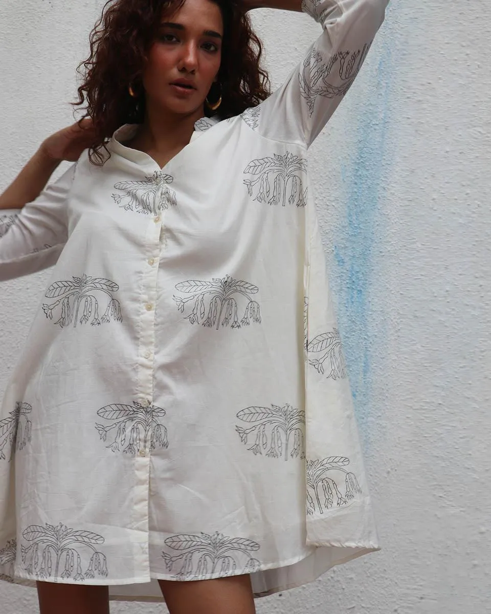 Once Handblock Printed Cotton Dress - Mono