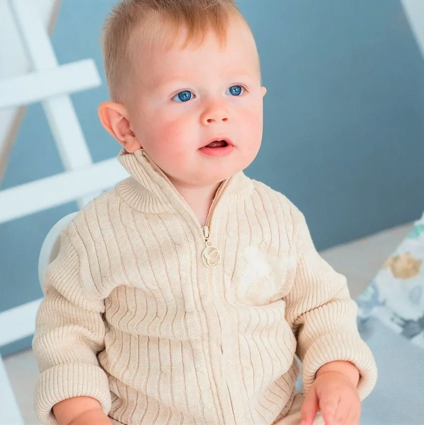 Organic Cotton Zip Cardigan Sweater for Baby Boys