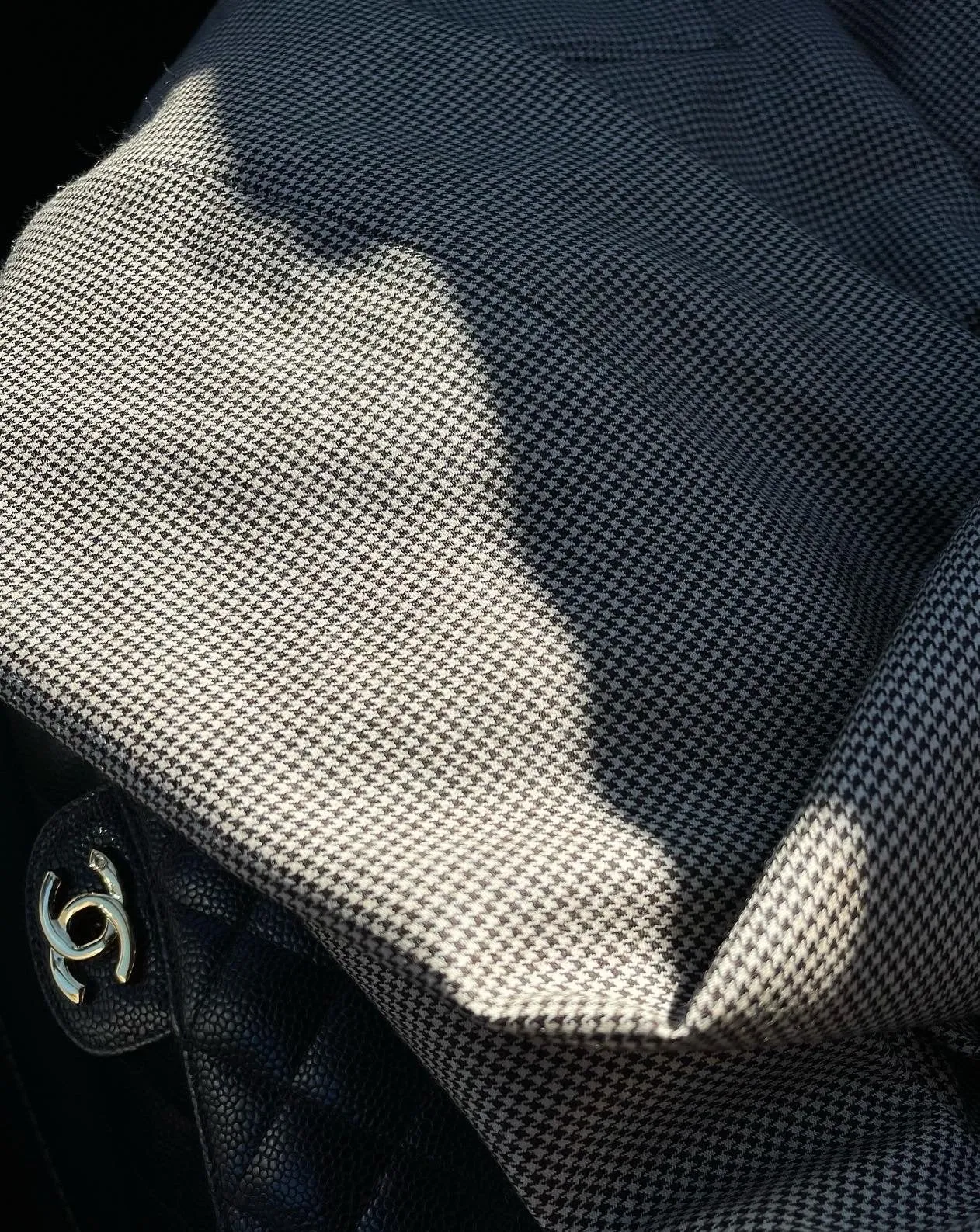Oversized Houndstooth Wool Blazer in Chocolate Brown