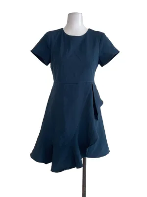 Peacock Blue Ruffled A-Line Dress