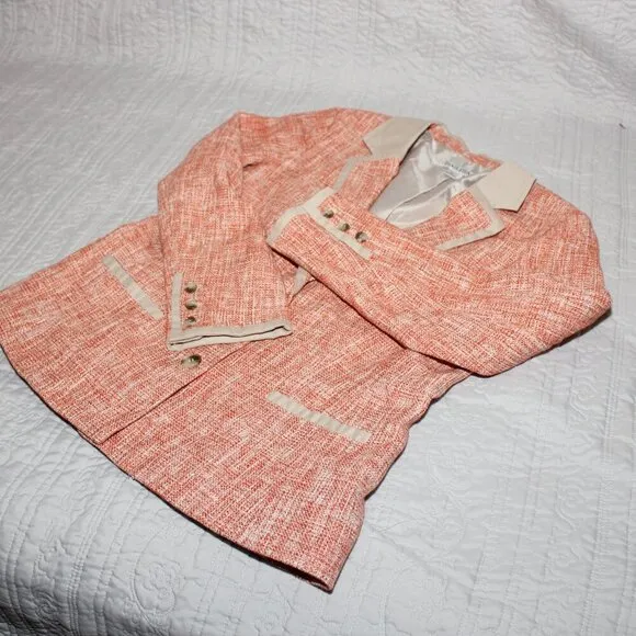Pendleton Coral Orange Tweed Blazer Size 14