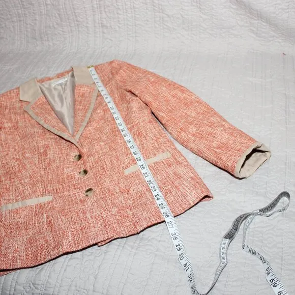 Pendleton Coral Orange Tweed Blazer Size 14
