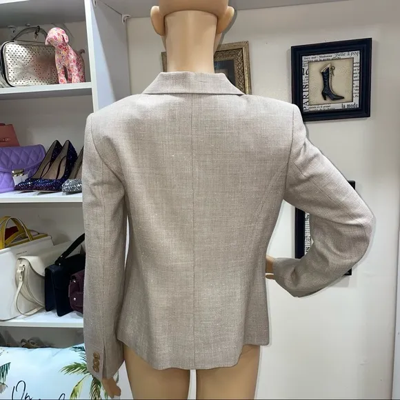 Pendleton Petite Beige/Brown Tweed Button Down Blazer Size 8 Excellent Condition