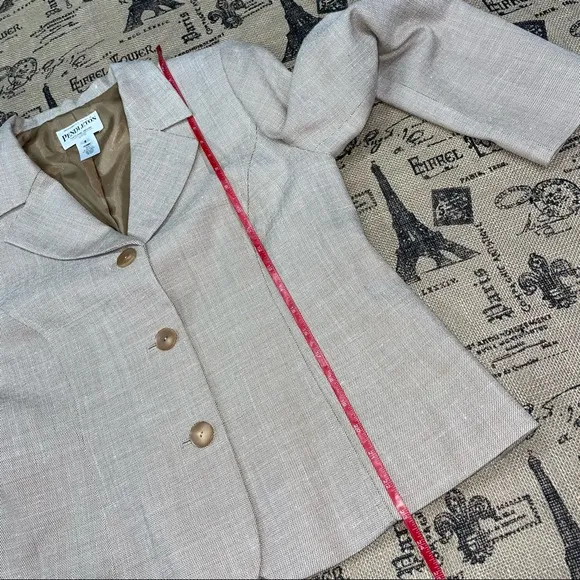 Pendleton Petite Beige/Brown Tweed Button Down Blazer Size 8 Excellent Condition