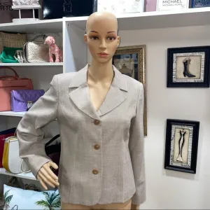 Pendleton Petite Beige/Brown Tweed Button Down Blazer Size 8 Excellent Condition