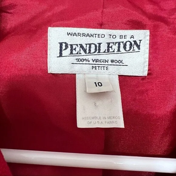 Pendleton Red Virgin Wool Petite Blazer 10 Women vintage