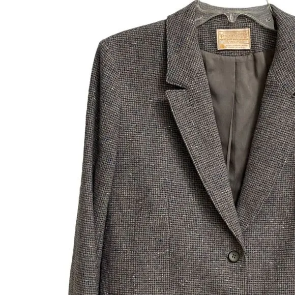 Pendleton Two Button Virgin Wool Blazer Women's Size 10-12 Grey Office