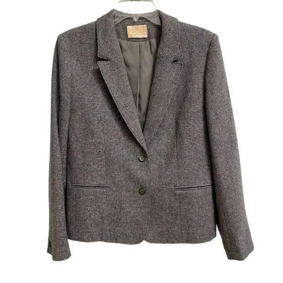 Pendleton Two Button Virgin Wool Blazer Women's Size 10-12 Grey Office