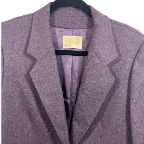 Pendleton Vintage 100% Wool Single Button Blazer Purple 12