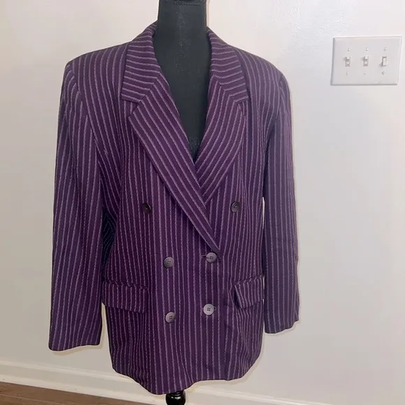 Pendleton Virgin Wool Double Breasted Pinstripe Blazer, Sz. 16