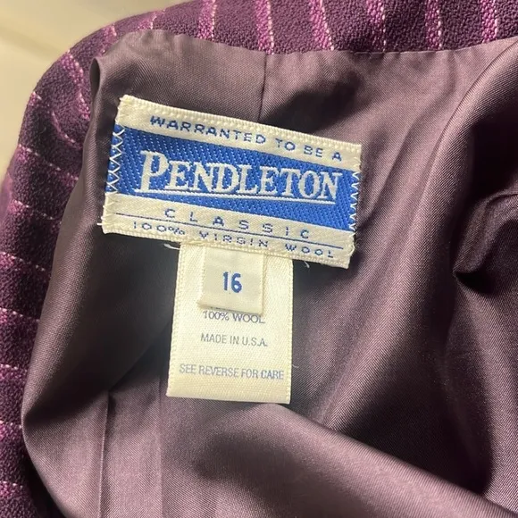 Pendleton Virgin Wool Double Breasted Pinstripe Blazer, Sz. 16