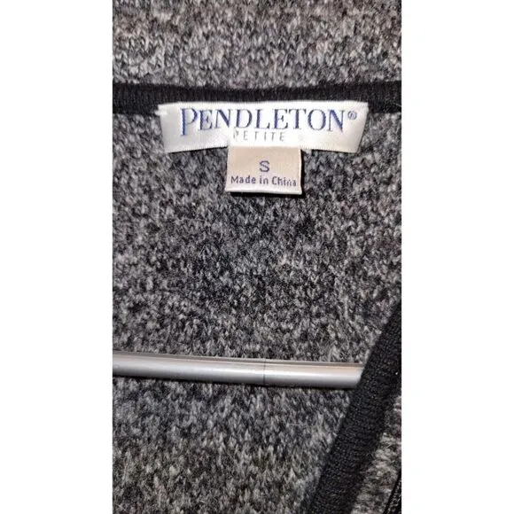 Pendleton Wool Grey Black Floral Embroidered Jacket Blazer Size S P