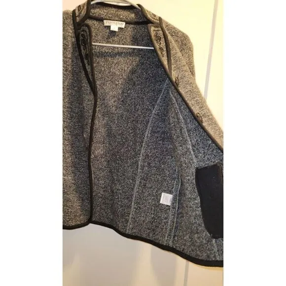 Pendleton Wool Grey Black Floral Embroidered Jacket Blazer Size S P