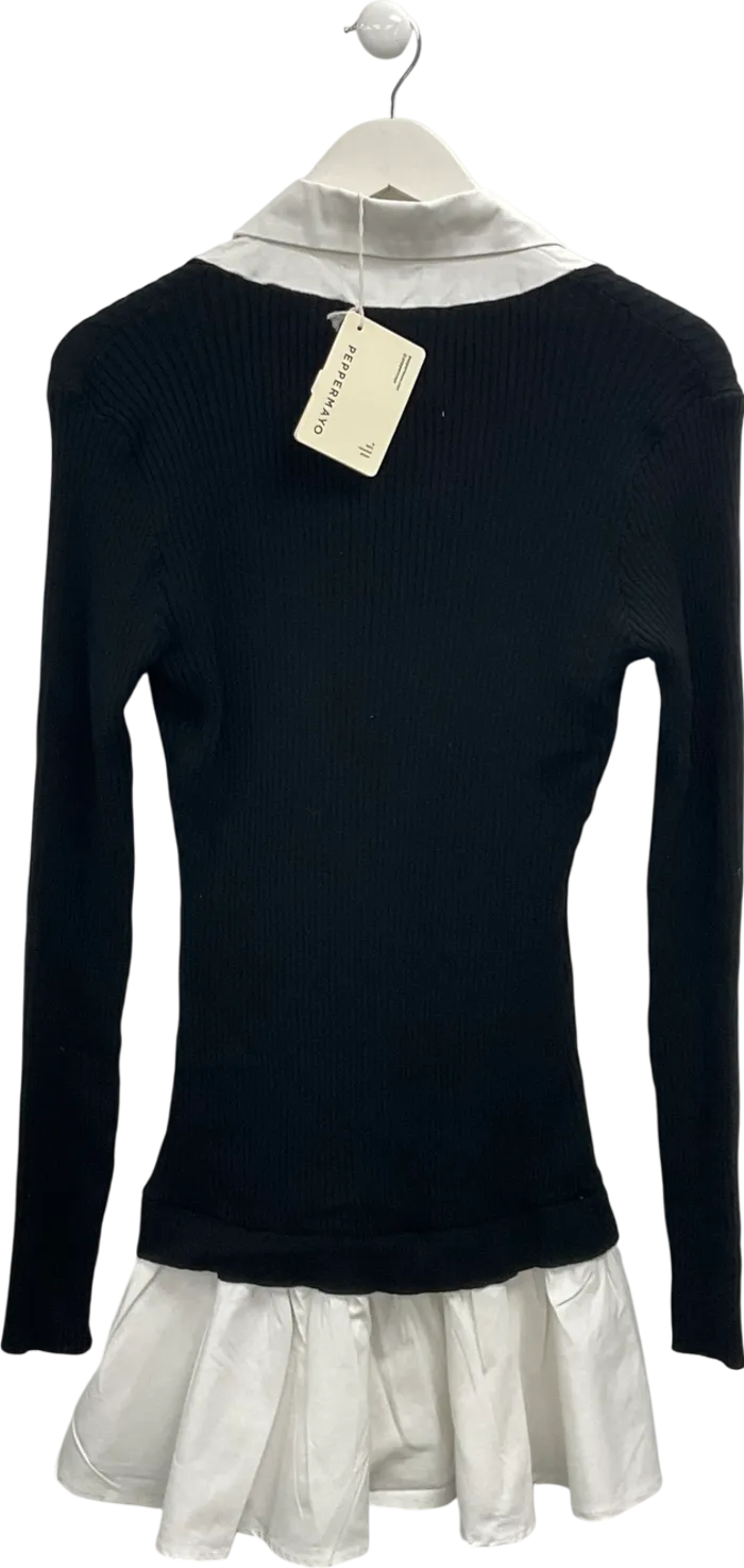 Pepper Mayo Black Somerville Knitted Shirt Dress UK M/L