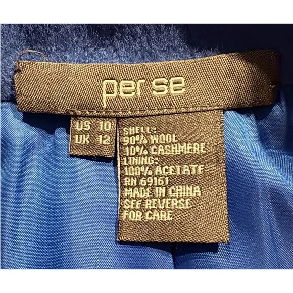 Per Se Blue Cashmere Wool Blazer Jacket Career Womens Size 10 (BR)