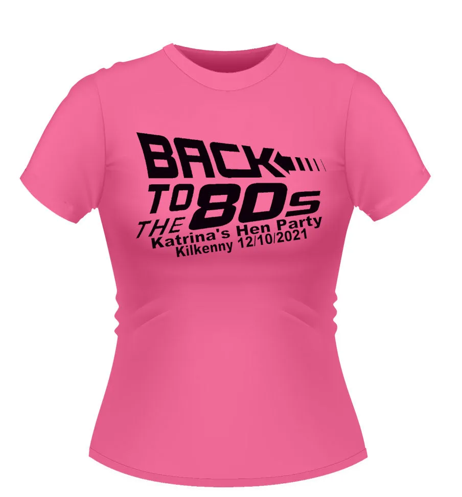 Personalised Back to the Future 80's theme Hen Party Tshirt