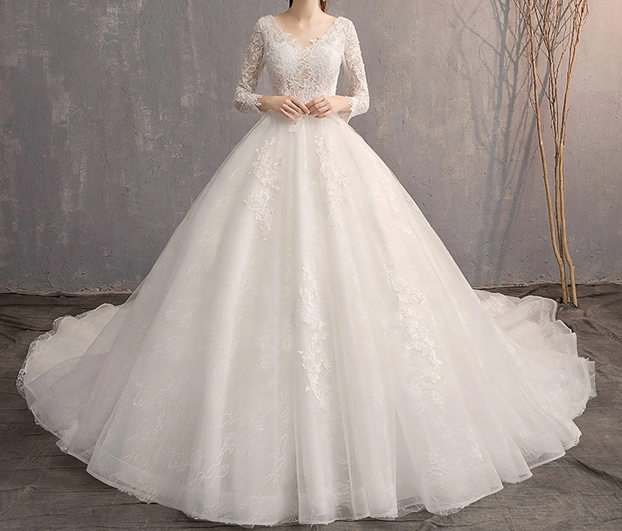 Phoebe Beaded V-Neck Lace Beach Bridal Dress