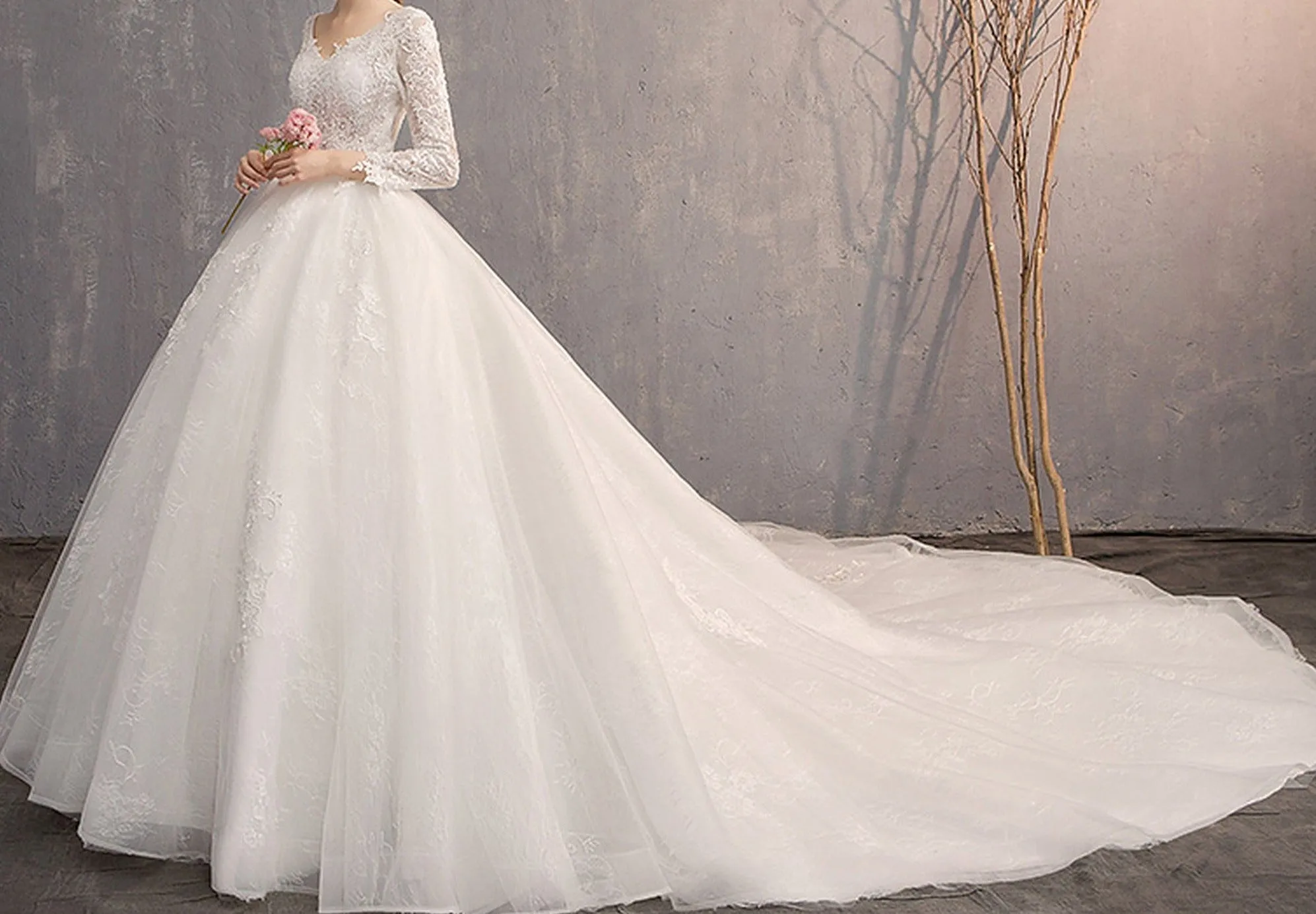 Phoebe Beaded V-Neck Lace Beach Bridal Dress