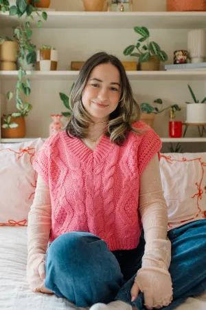 Pink Knit Sweater Vest