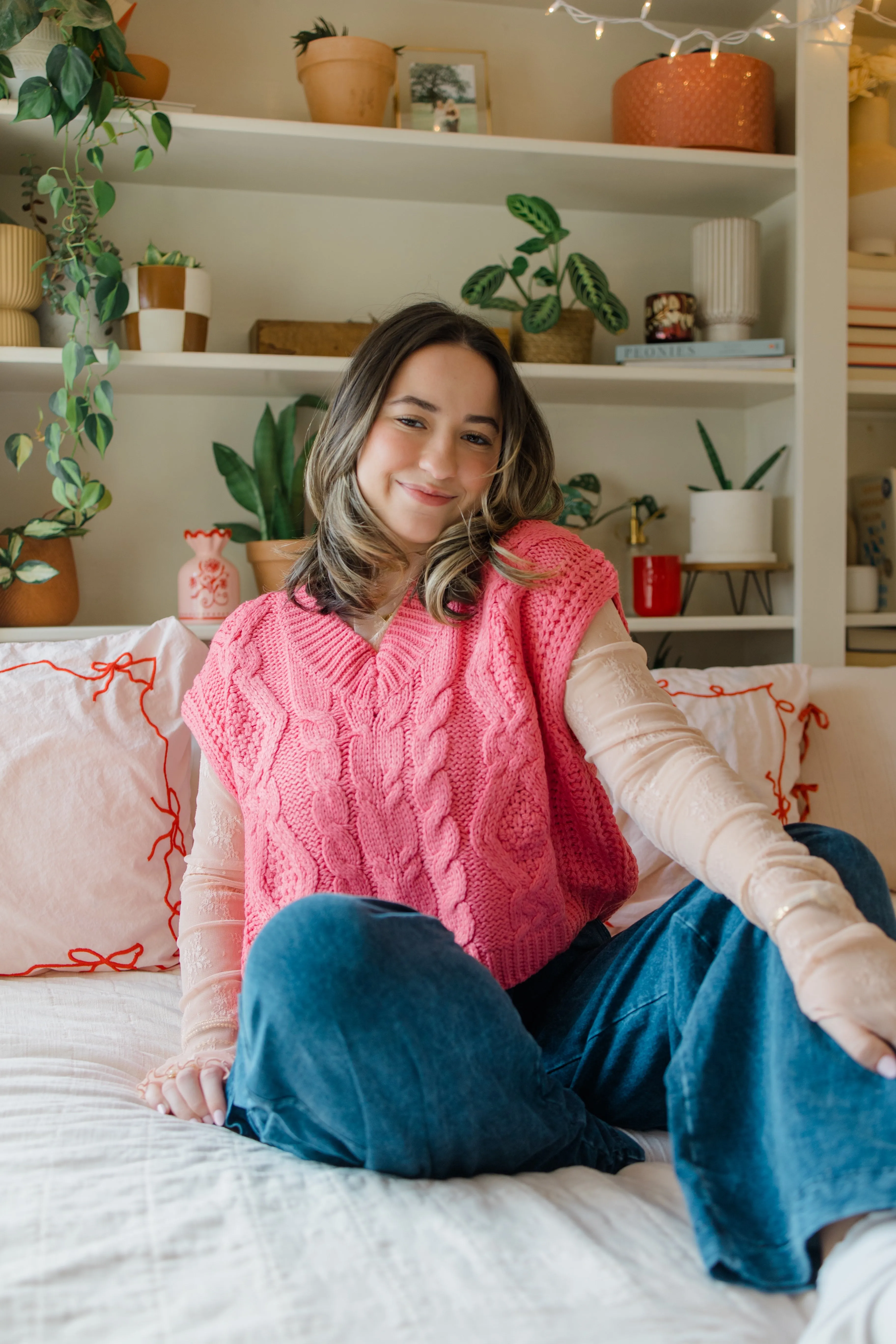 Pink Knit Sweater Vest