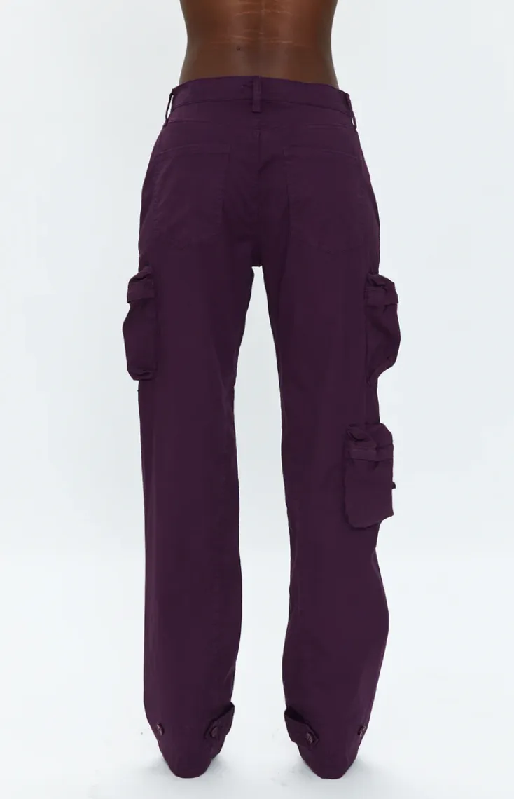 Pistola - Bobbie Mid Rise Loose Straight Leg Cargo Pant - Washed Aubergine