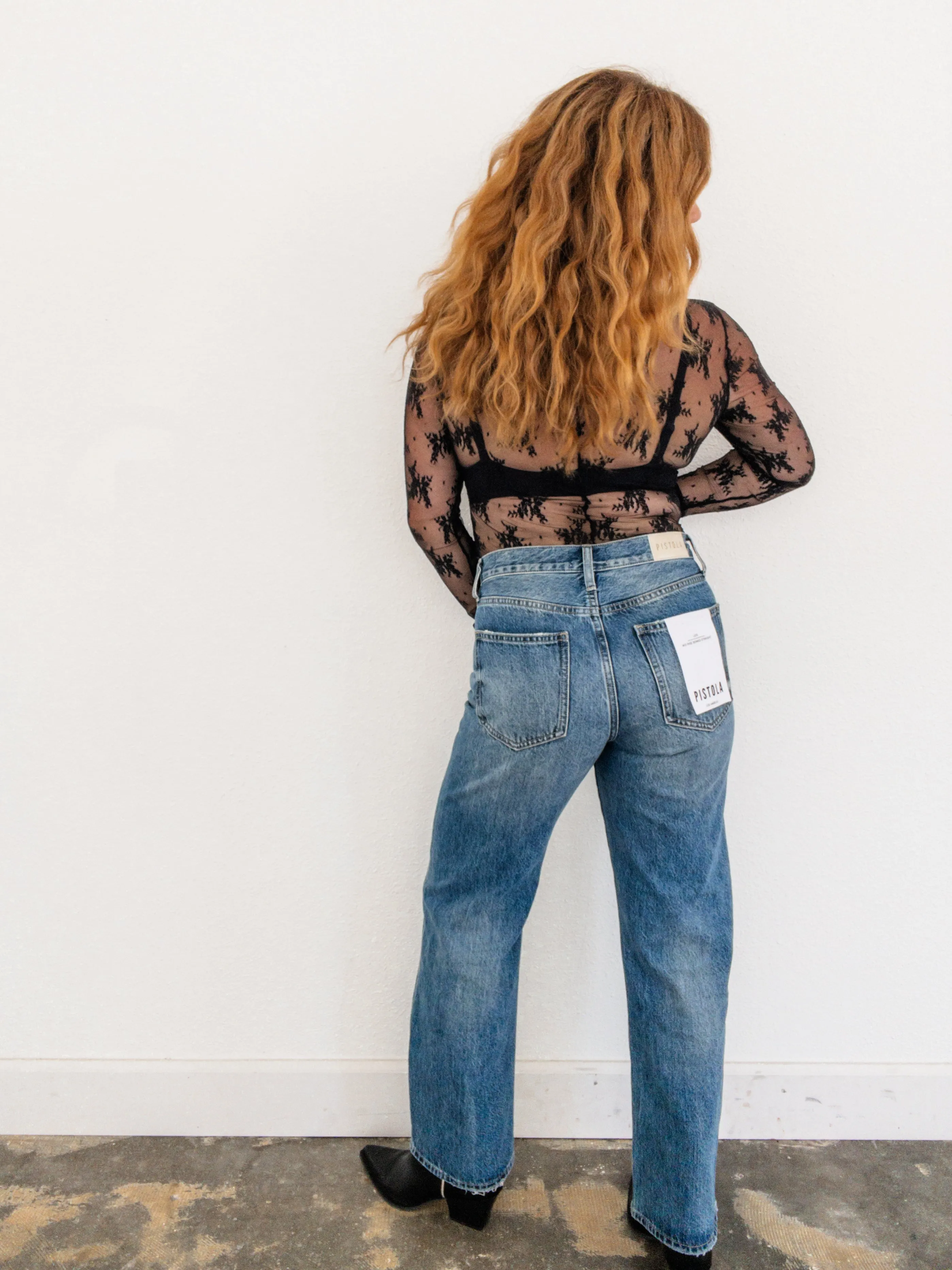 Pistola Lexi Mid Rise Bowed Straight Jean