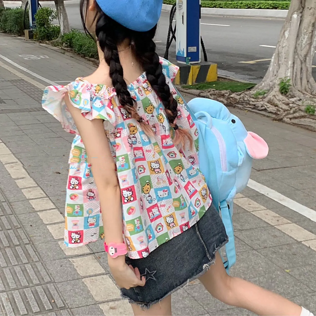 Plaid cartoon shirt  KF83629