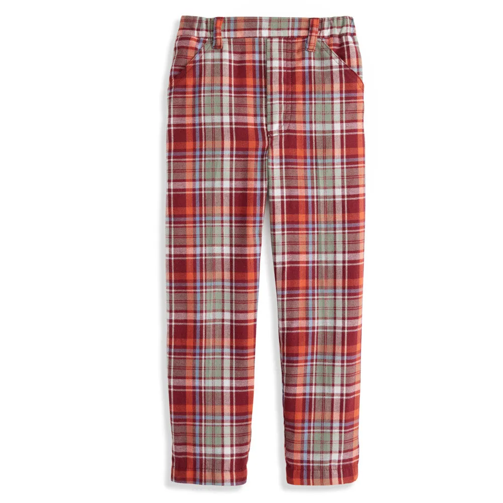 Plaid Faux Zip Pant -- Harvest Check