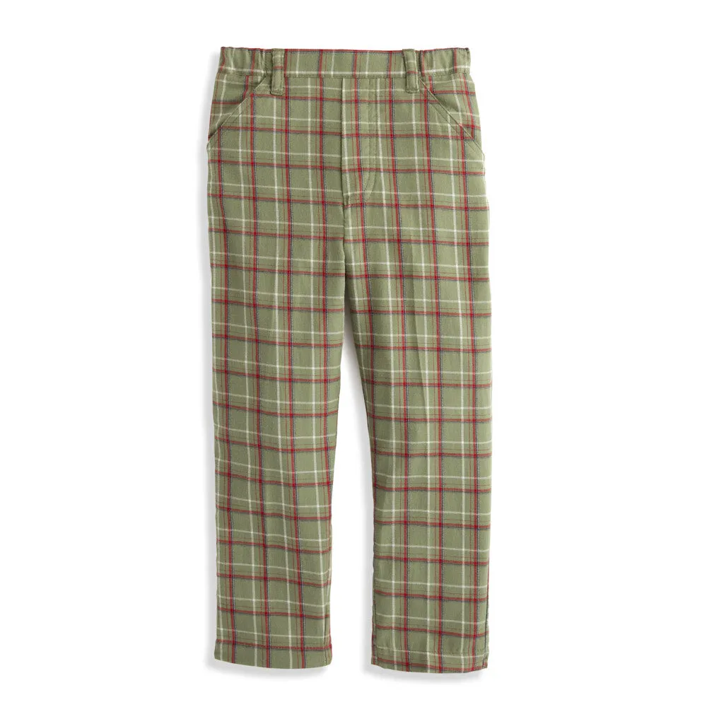 Plaid Faux Zip Pant -- Hunter Plaid