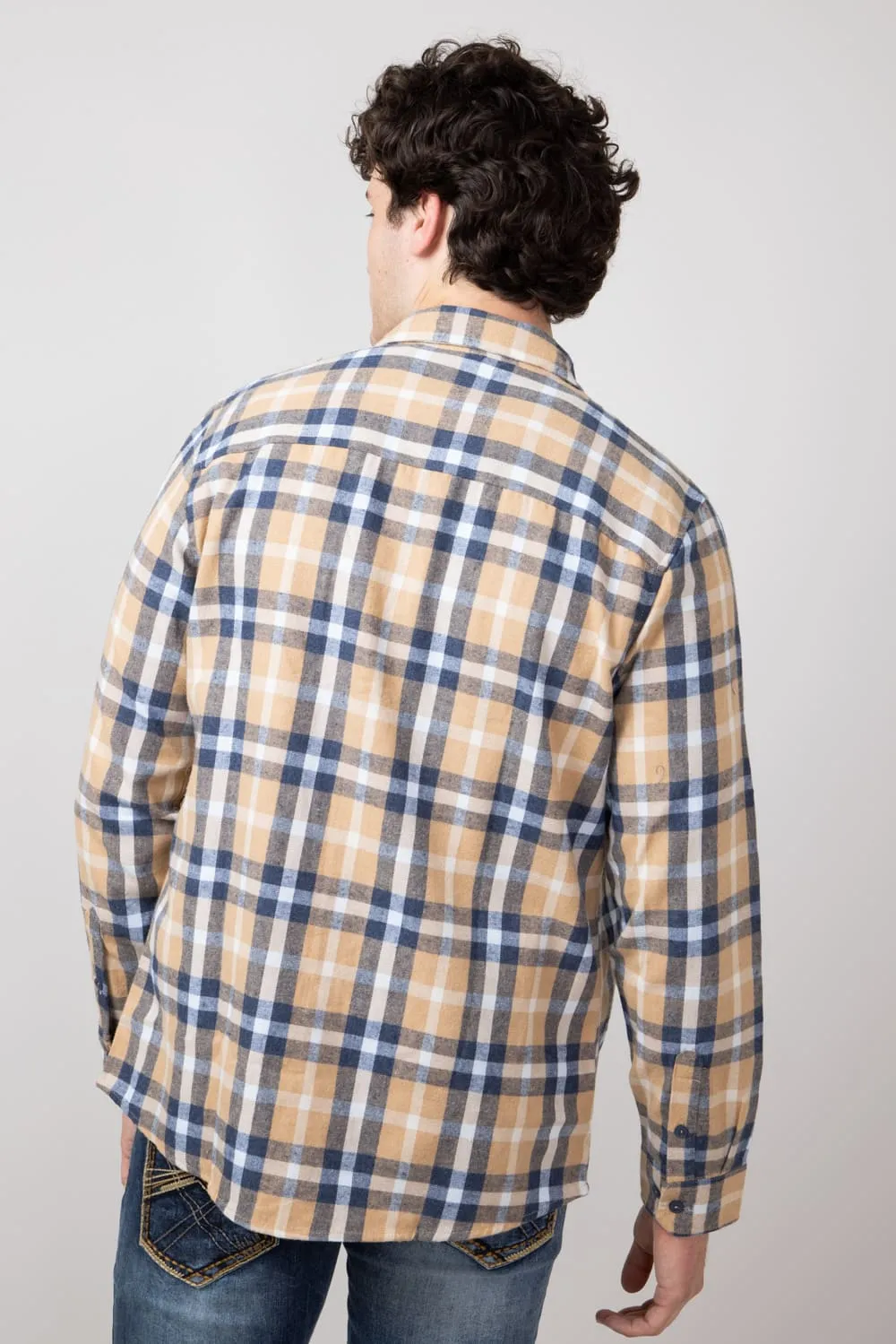 Plaid Flannel Shirt for Men in Khaki | TQ8281GL-KHAKI