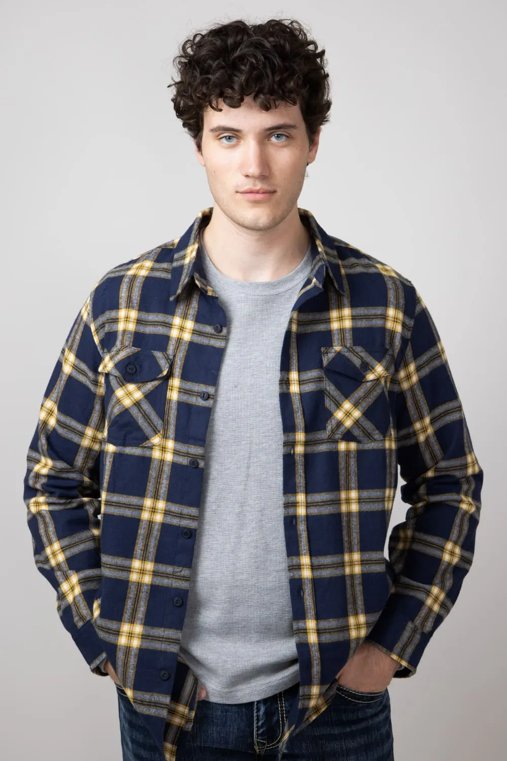 Plaid Flannel Shirt for Men in Navy | TQ8281GL-NAVY