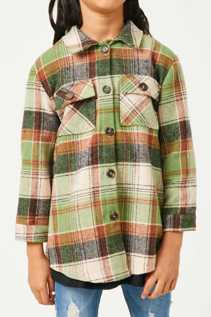 Plaid Long Length Button Up Shirt