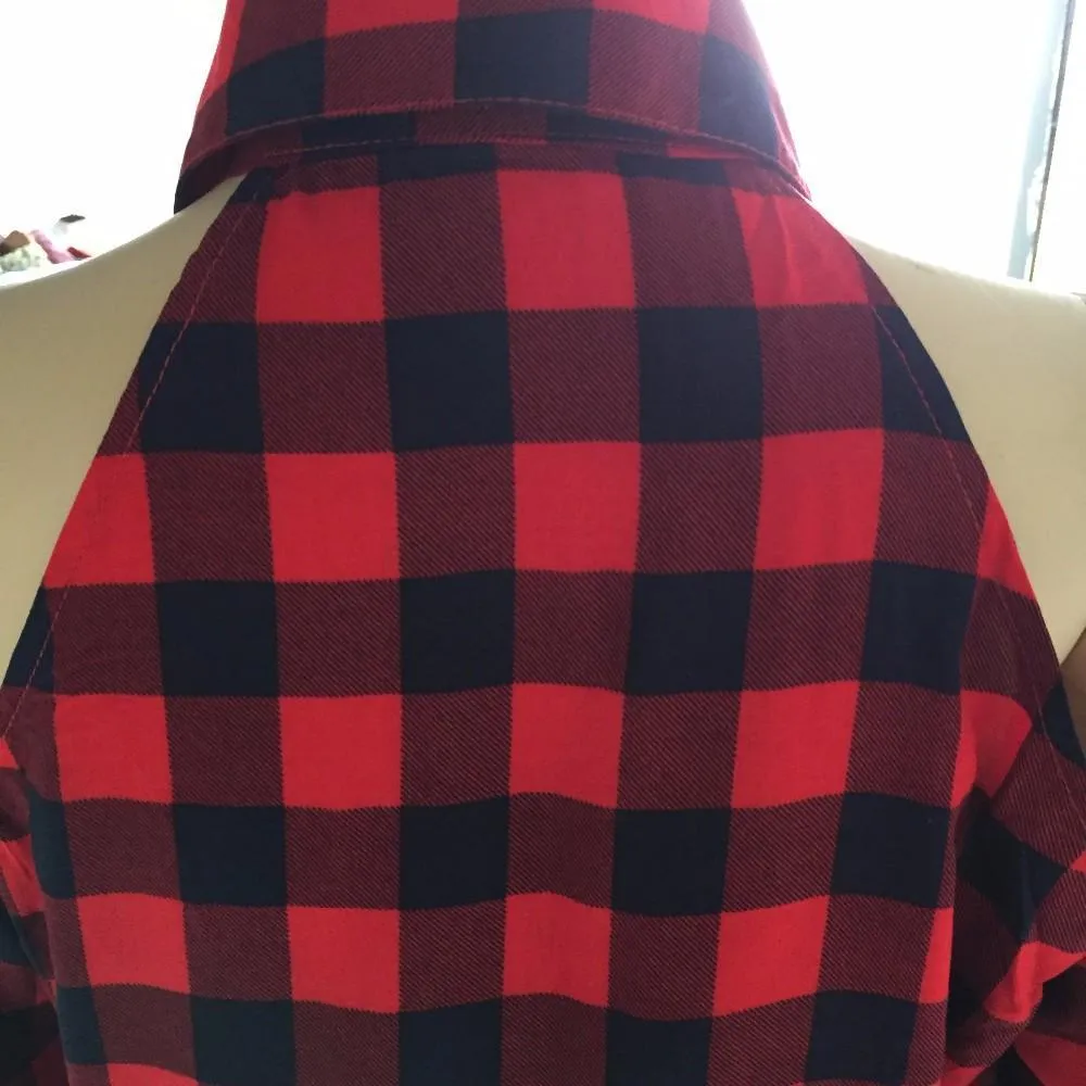 Plaid Off Shoulder Shirt