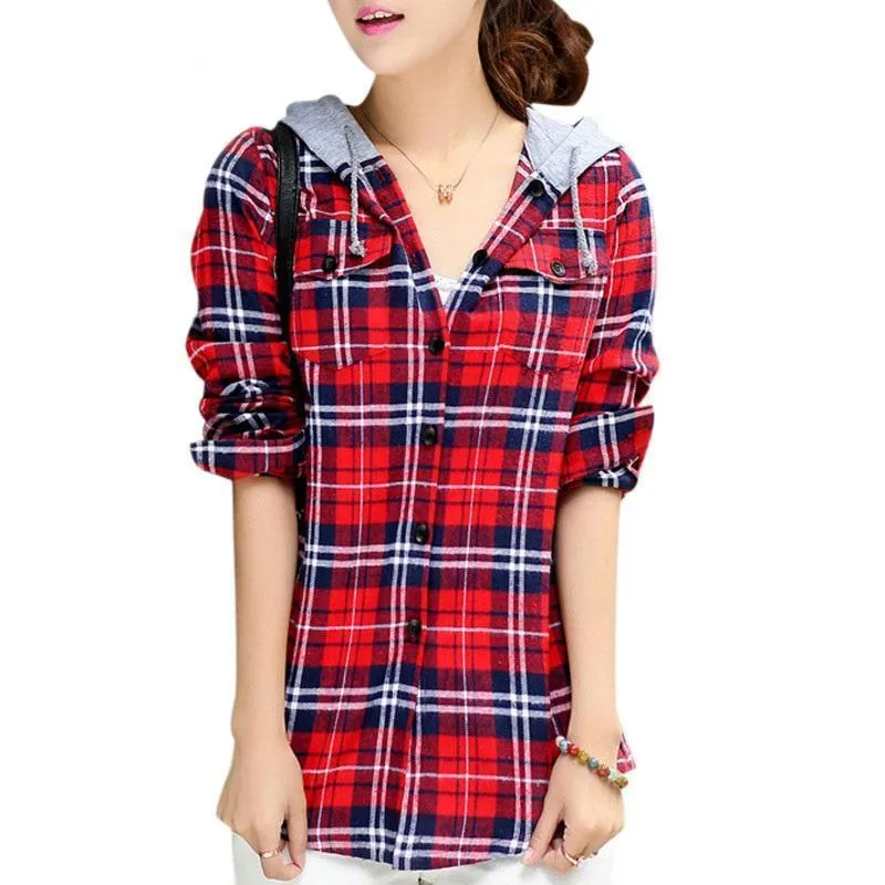 Plaid Zip-Up Hooded Shirt