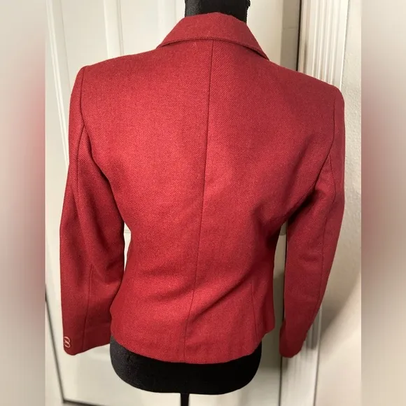 PlumTree~Wescott Canada~Vintage~Maroon Tweed~One-Button~Blazer~Pockets~Size S/M