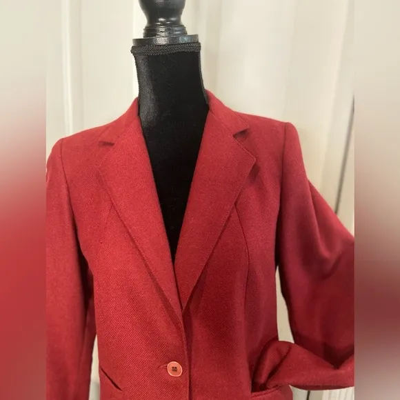 PlumTree~Wescott Canada~Vintage~Maroon Tweed~One-Button~Blazer~Pockets~Size S/M
