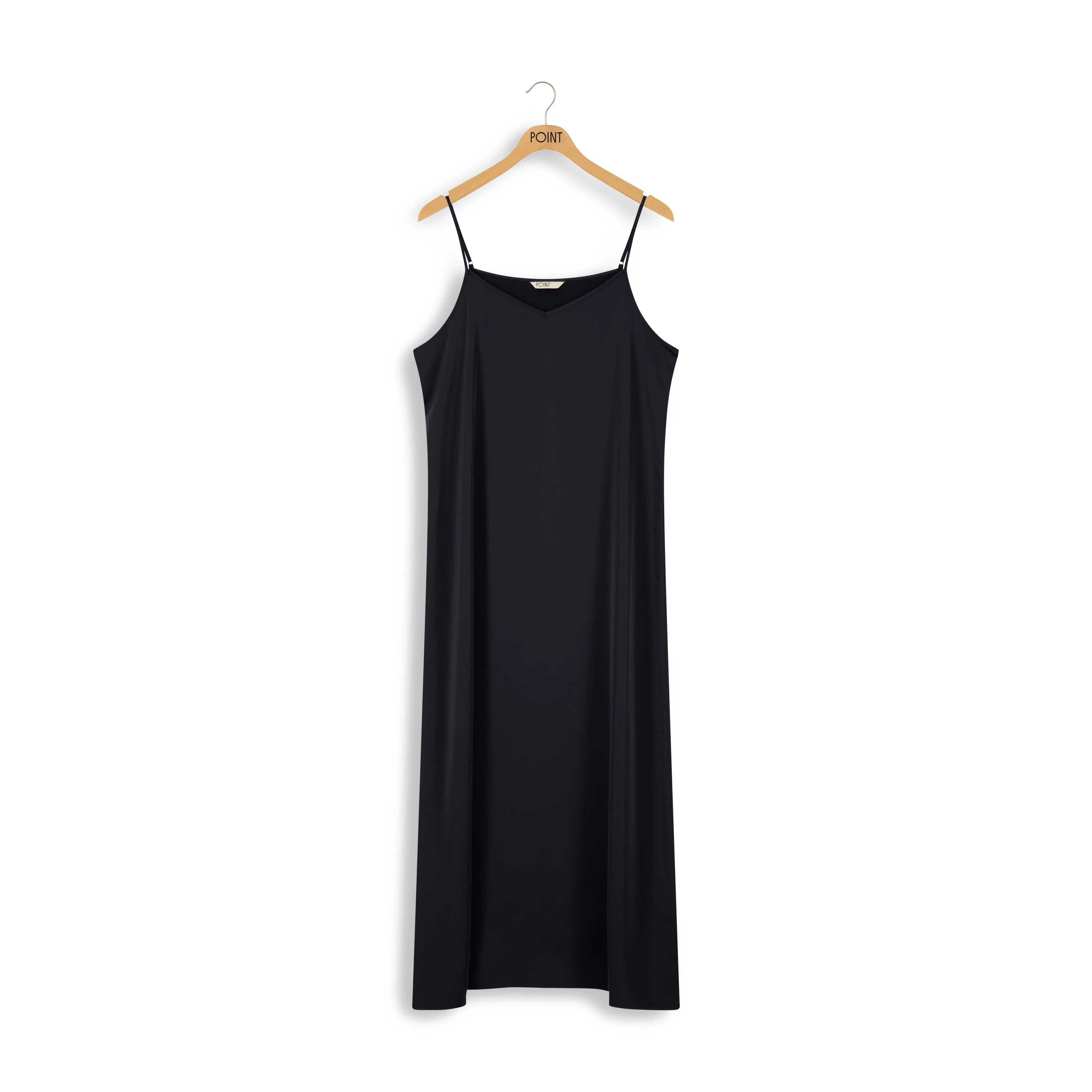 Point Black Satin A-Line Slip Dress