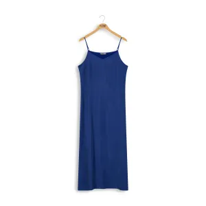 Point Sueded A-Line Slip Dress in Blue Opal