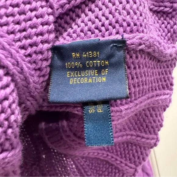 Polo Ralph Lauren Women's Cable Knit Cotton Crewneck Sweater XL Purple Spring
