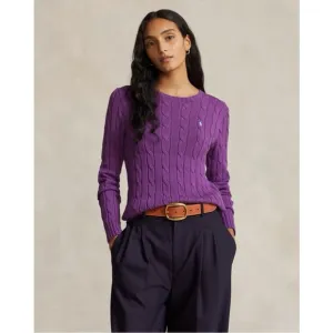 Polo Ralph Lauren Women's Cable Knit Cotton Crewneck Sweater XL Purple Spring
