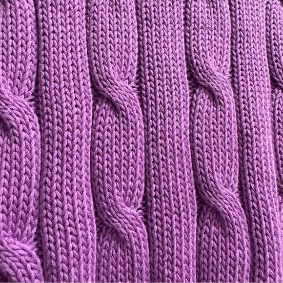 Polo Ralph Lauren Women's Cable Knit Cotton Crewneck Sweater XL Purple Spring