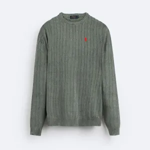 Polo RL Grey Cable Knit Sweater