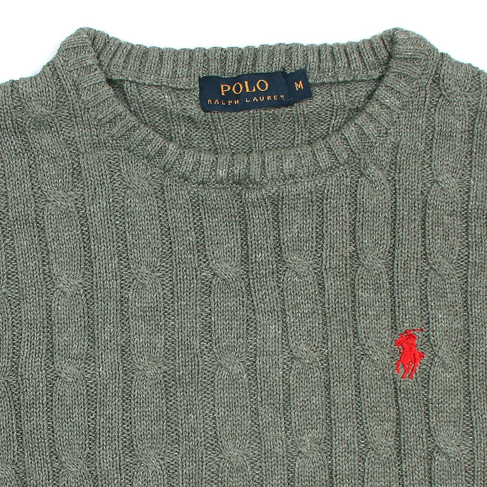 Polo RL Grey Cable Knit Sweater