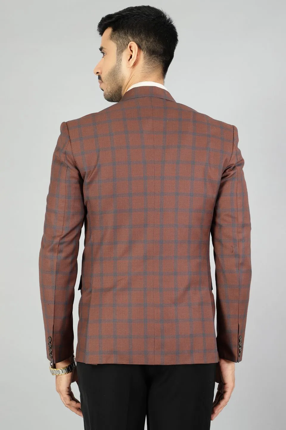 Poly Wool (by Raymonds Mills) Checkered Brown Blazer