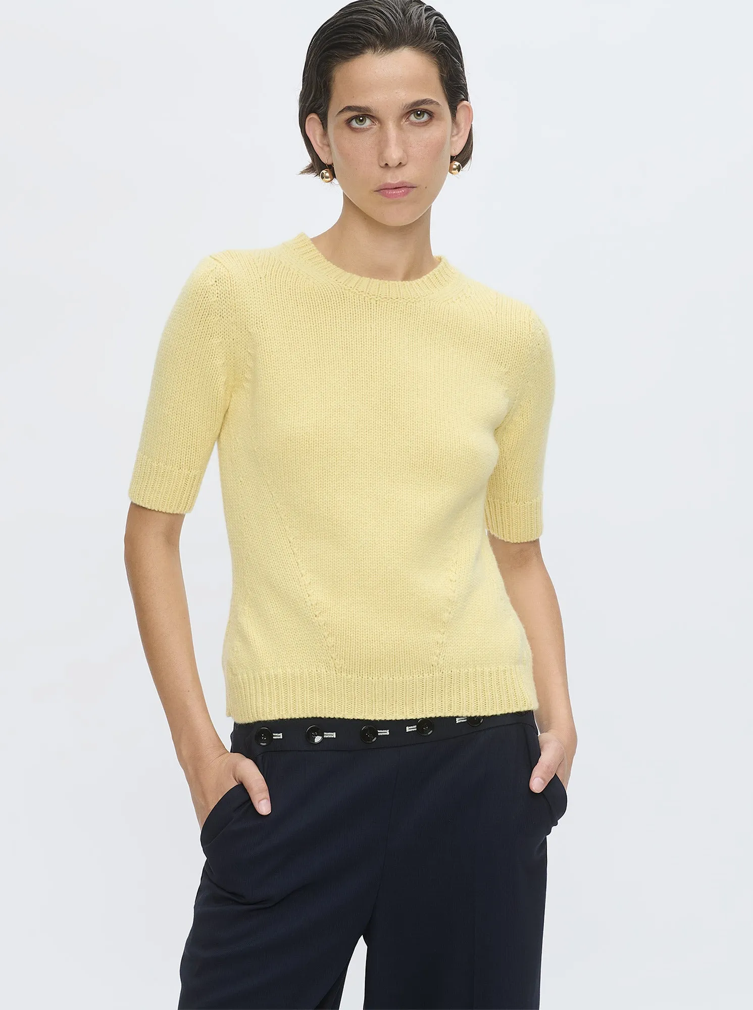 PORTIA Crewneck cashmere sweater Yellow